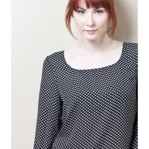 Pink martini classic polkadot blouse M